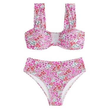 Traje de Baño flores rosa