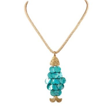 Collar ccordon con pez nacar azul