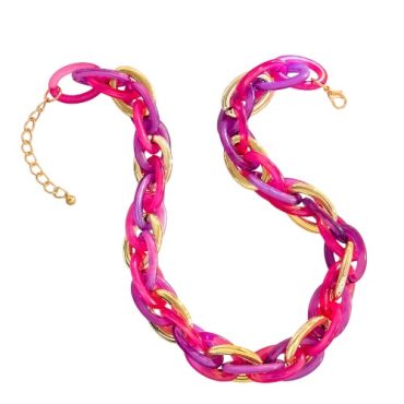 Collar Eslabones Fucsia