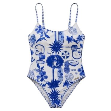 Traje de Baño entero blanco estampado
