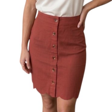 Falda con botones color ladrillo