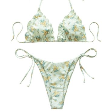 Traje de Baño Verde Flores