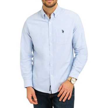 Camisa Polo Manga Larga Azul Claro #01