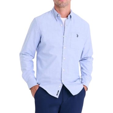 Camisa Polo Manga Larga Azul Claro #02