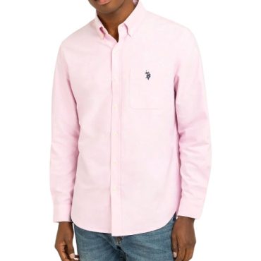 Camisa Polo Manga Larga Rosa