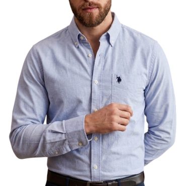 Camisa Polo Manga Larga Azul Claro #03