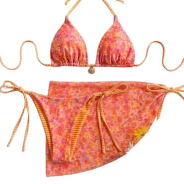 Traje de baño triangulo estampado reversible