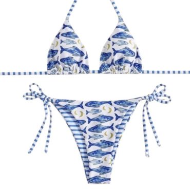 Traje de baño triangulo sardinas azul
