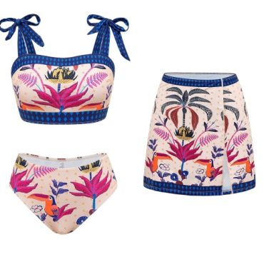 Traje de baño estampado con falda