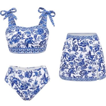 Traje de baño estampado con falda