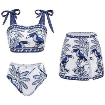Traje de baño estampado con falda