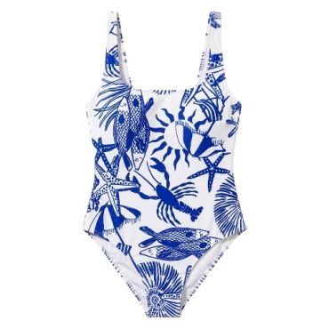 Traje de baño entero estampado azul