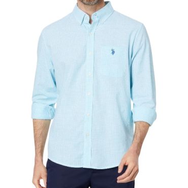 Camisa Polo Azul Manga Larga