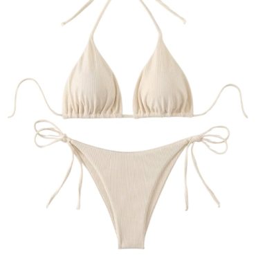 Traje de Baño Acanalado Beige
