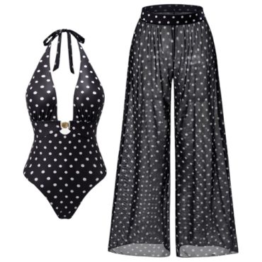 Traje de Baño Entero con Pantalón de Lunares